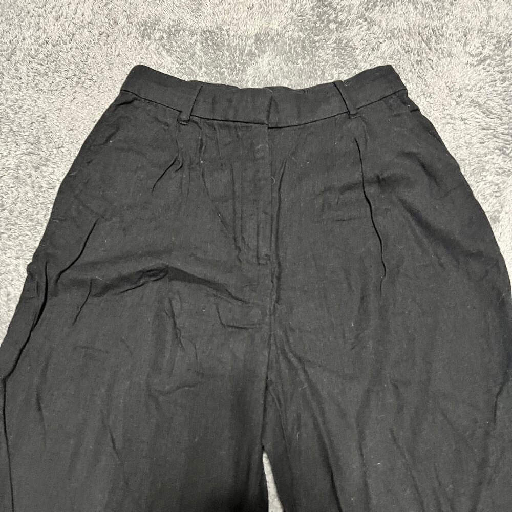 Abercrombie & Fitch Pants Womens Small Linen Wide Leg Black Relaxed Trouser - Picture 2 of 10
